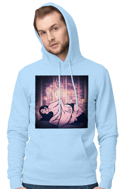 Чоловіче худі з принтом "Дорослі Ігри На Тлі Міста". Гола, кохання, лизати, трусики. 2070702