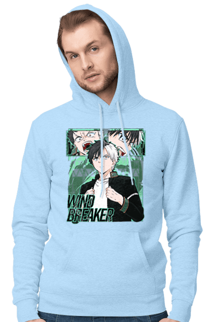 Men's hoodie with prints Wind Breaker Haruka Sakura. Anime, hakura, haruka sakura, manga, sakura, wind breaker, windbreak. 2070702