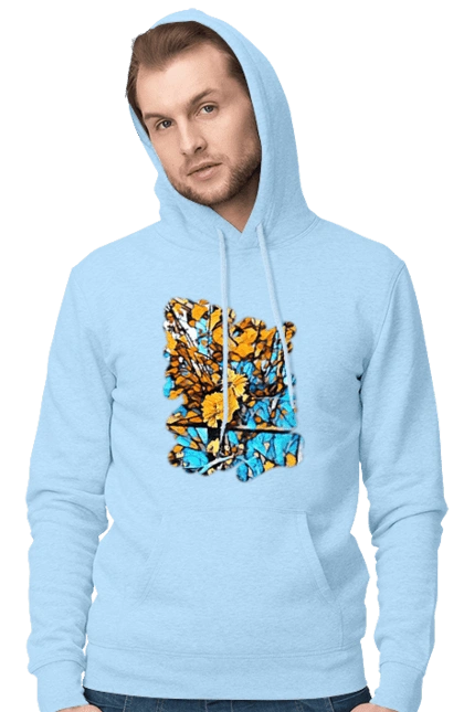 Yellow flowers on a blue background