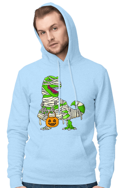 Men's hoodie with prints Halloween Dinosaur. Costume, dinosaur, halloween, holiday, october, october 31, pumpkin, sweets, trick or treat. 2070702