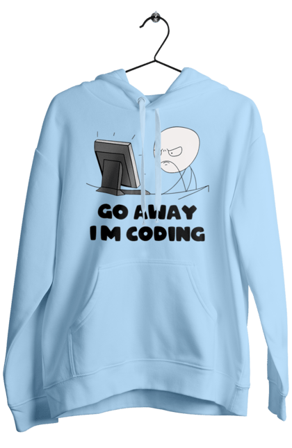 Men`s hoodie with prints Go away I`m coding. Code, developer, go away, i`m coding, it specialist, java, javascript, php, programmer, python. 2070702