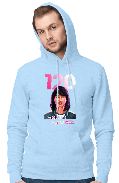 Men`s hoodie with prints Squid Game Cho Hyun ju. 120, cho hyun-ju, netflix, player 120, squid game, tv series. 2070702