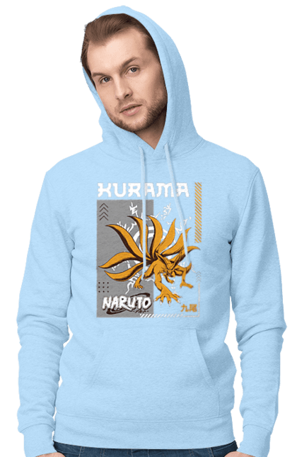 Men's hoodie with prints Naruto Kurama. Anime, character, kurama, manga, naruto, ninja, tv series. 2070702