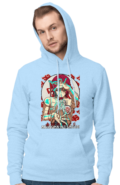 Men's hoodie with prints Naruto Sasori. Anime, character, manga, naruto, ninja, sasori, tv series. 2070702