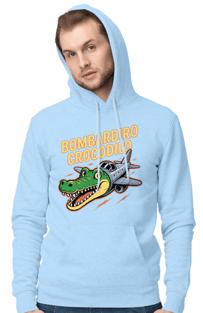 Чоловіче худі з принтом "Bombardino Crocodilo". Bombardino, bombardino crocodilo, crocodilo, бомбардиро крокодило, бомбардіно крокоділо, крокодил, крокодил літак, крокодил мем, мем бомбардине крокодило, меми. 2070702