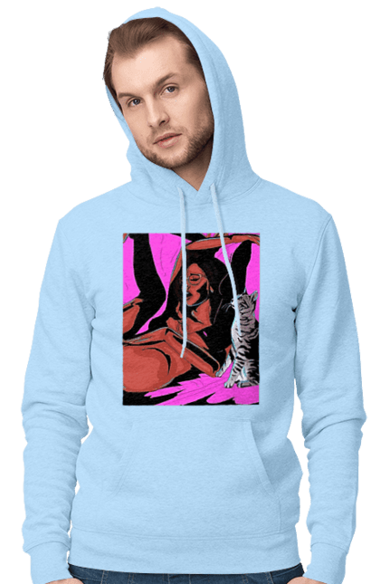 Чоловіче худі з принтом "Дівчина Отримує Задоволення". Гола, задоволення, кішка, пристрасть. 2070702