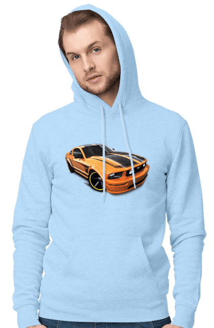 Чоловіче худі з принтом "Помаранчева, швидкісна машина". Їзда, колеса, машина, швидкість. 2070702