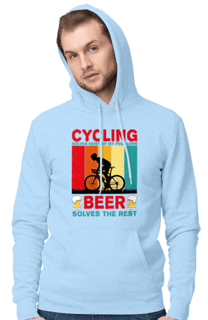 Чоловіче худі з принтом "Cycling Beer". Алкоголь, брутальні, велосипед, веселі, для спортсменів, літні, пиво, спорт, чоловічі. 2070702