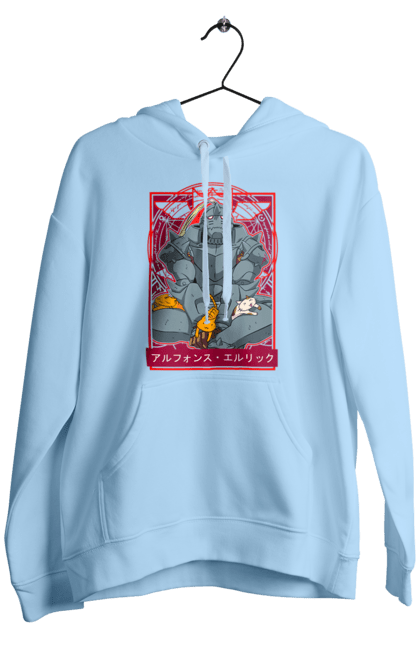 Men's hoodie with prints Fullmetal Alchemist Al Elric. Adventures, al elric, alphonse, anime, comedy, fullmetal alchemist, manga, steampunk. 2070702