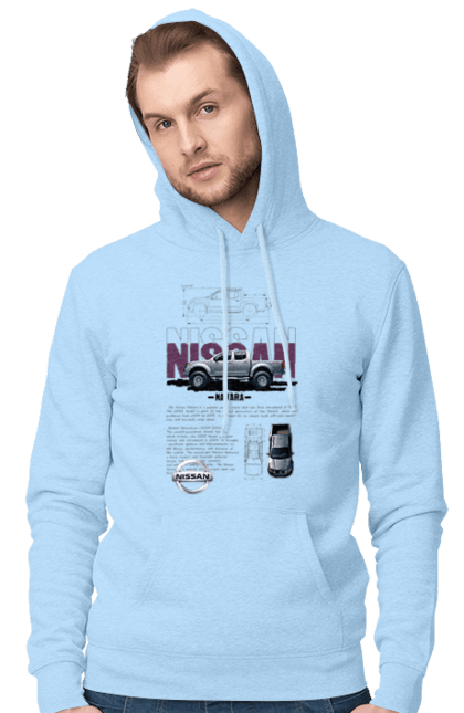 Men's hoodie with prints Nissan Navara. Automobile, car, navara, nissan, nissan motor, pickup. 2070702