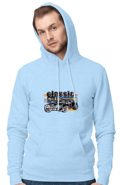 Men`s hoodie with prints Print Classic Car. Car, classic, retro car, vintage car. 2070702