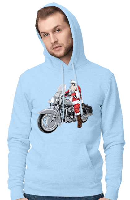 Чоловіче худі з принтом "Санта На Мотоциклі". Мотоцикл, новий рік, санта, свято. 2070702