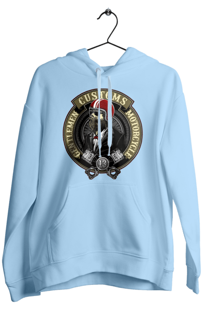 Чоловіче худі з принтом "джентльменський мотоцикл". Джентельмен, джентльмен, мотоцикл, череп, шолом. 2070702