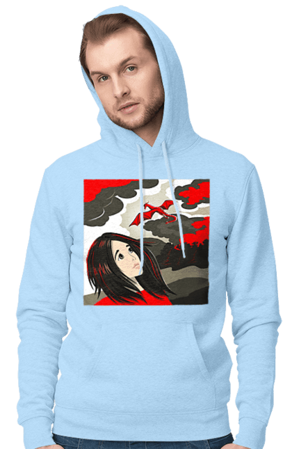 Men's hoodie with prints Girl and dragon. Dragon, fantasy, romance, young woman. 2070702