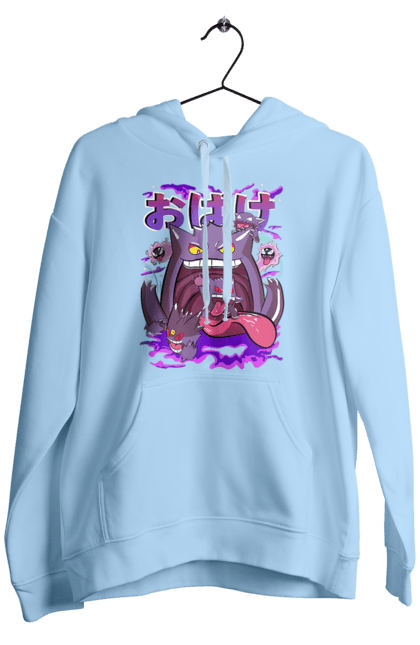 Men`s hoodie with prints Pokemon Gengar. Anime, fushigibana, games, gengar, nintendo, pokemon, pokemon go. 2070702