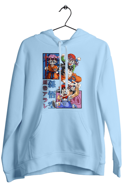 Men's hoodie with prints Dragon Ball Son Goku and Arale. Anime, arale, arale norimaki, dr. slump, dragon ball, goku, manga, son goku, tv series. 2070702