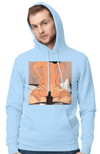 Чоловіче худі з принтом "Гола Дівчина, Пляшка І Сигарети". Гола, зверху. 2070702