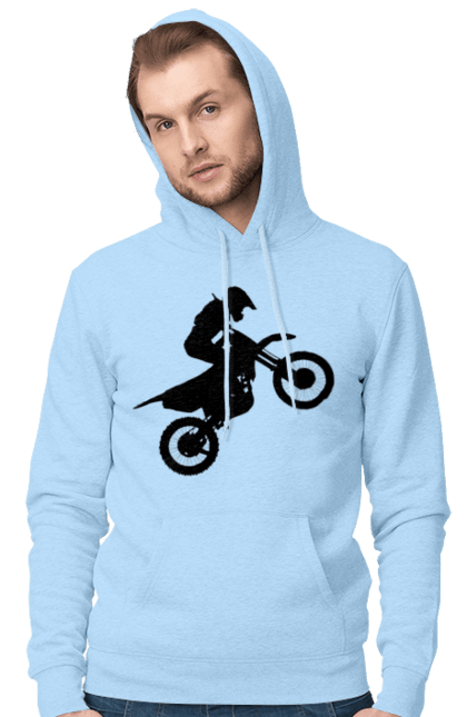 Чоловіче худі з принтом "Силует Мотоцикліста". Мотоцикл, мотоцикліст, шолом. 2070702