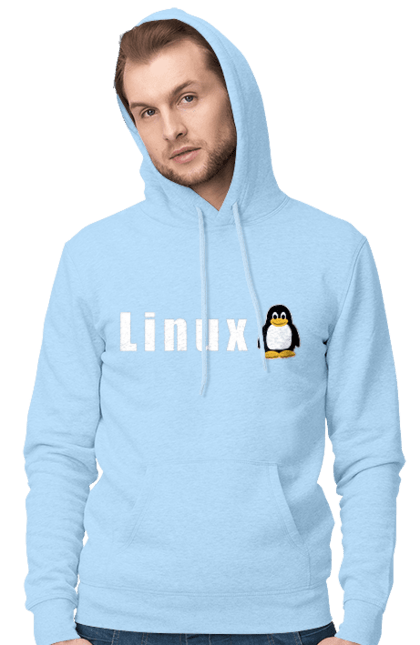Чоловіче худі з принтом "Linux". Linux, адміністратор, айті, айтішник, безкоштовна, безкоштовно, білий, вільна, доступність, комерційна, незалежність, операційна система, ос, пінгвін, програміст, програмне забезпечення, свобода, сервер, сисадмін, система, системний адміністратор, софт, текст. 2070702