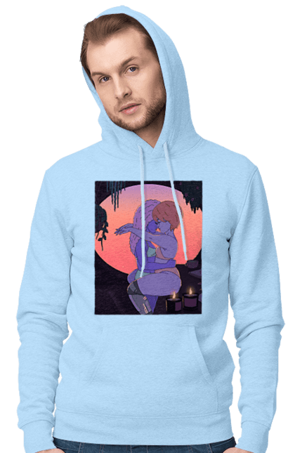 Чоловіче худі з принтом "Фіолетові Дівчата Обіймаються". Захід, обійми. 2070702