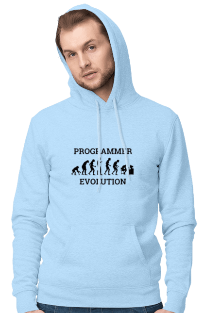 Men`s hoodie with prints The evolution of the programmer. Aitі, angular, c, code, css, html, humor, it, it specialist, javascript, jquery, koduvati, php, proger, programmer, programmers, python, react, svelt, type programmer, vue, you. 2070702