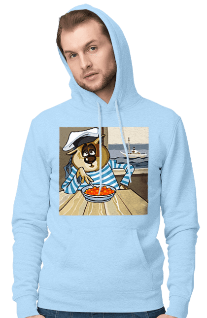 Чоловіче худі з принтом "Кот Моряк, На Кораблі Їсть Червону Ікру". Ікра, кіт, корабель, моряк. 2070702