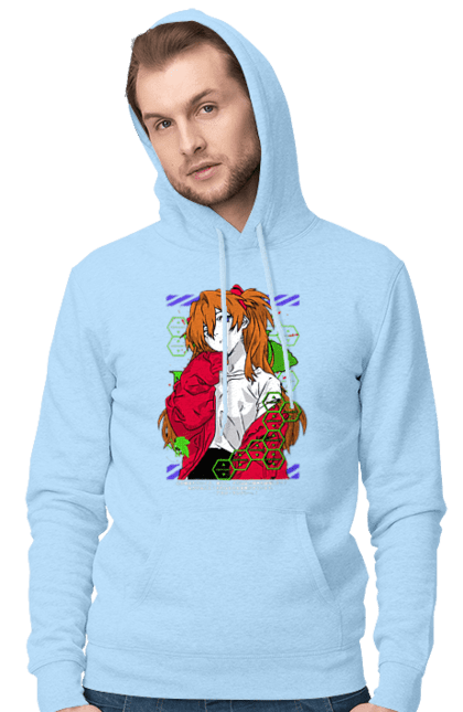 Men's hoodie with prints Evangelion Asuka. Anime, asuka, asuka langley sorry, eva 02, evangelion, eve, kaoru, manga, ray, shinji. 2070702