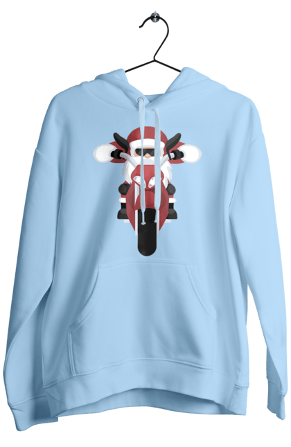 Чоловіче худі з принтом "Санта на мотоциклі". Мотоцикл, новий рік, різдво, санта. 2070702