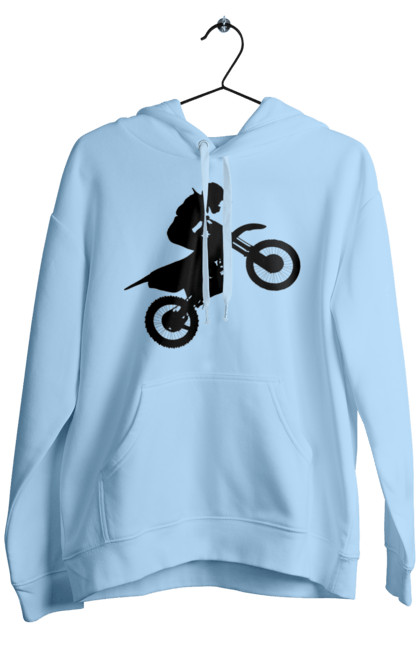 Чоловіче худі з принтом "Силует Мотоцикліста". Мотоцикл, мотоцикліст, шолом. 2070702