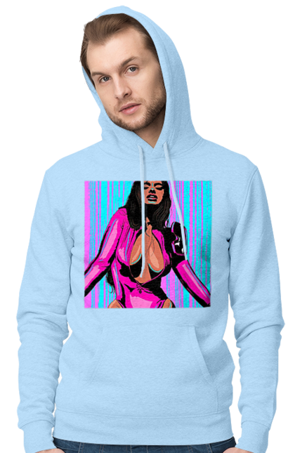 Чоловіче худі з принтом "Дівчина З Глибоким Декольте". Гола, дівчина, сиськи. 2070702