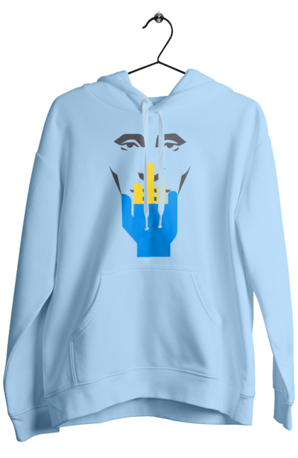 Men`s hoodie with prints Putin Huilo. All, dead muscovite, go fuck yourself, good evening, middle finger, muscovites, orcs, putin shit, putin`s head, russian military. 2070702