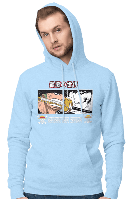 Men's hoodie with prints One Piece Zoro. Anime, manga, one piece, roronoa zoro, straw hat pirates, swordsman, zoro. 2070702