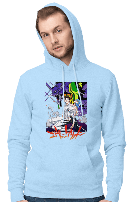 Men's hoodie with prints Evangelion. Anime, evangelion, eve, kaoru, manga, neon genesis evangelion, rei ayanami, shinji. 2070702