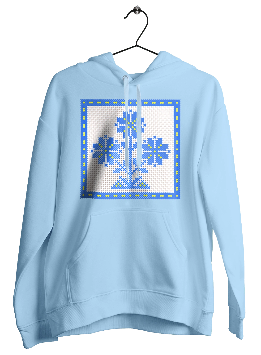 Yellow blue embroidery flowers