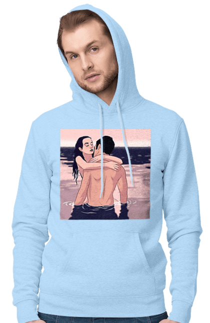 Чоловіче худі з принтом "Парочка Обнімається В Річці". Голо, кохання, пара. 2070702