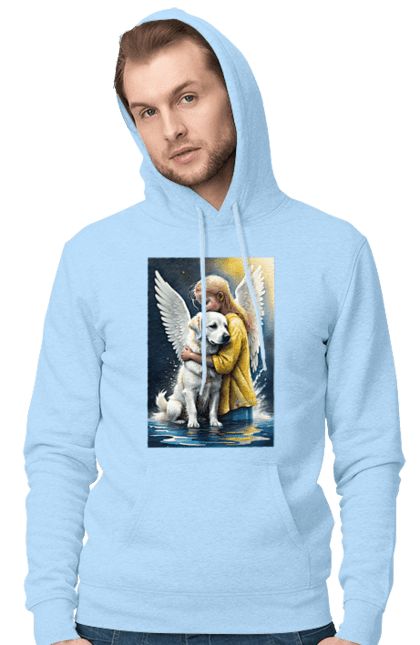 Чоловіче худі з принтом "Дівчинка та собака ангел [память загиблим тваринам]". Дівчинка та собака, крим, нова каховка, память загиблим тваринам, собака ангел, україна, херсон. 2070702