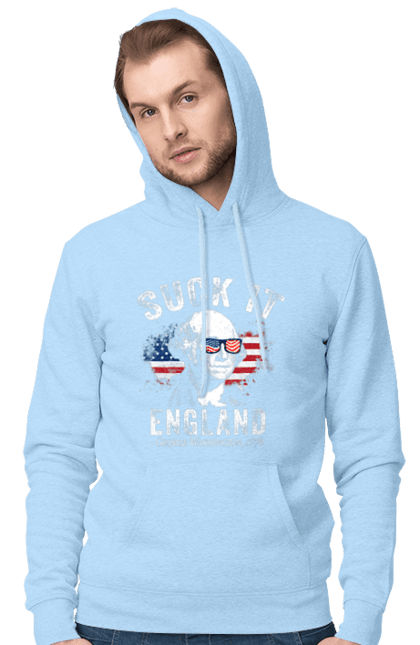 Men's hoodie with prints Suck It, England. American spirit, england, george washington, independence, meme, patriotism, sarcasm, usa. 2070702