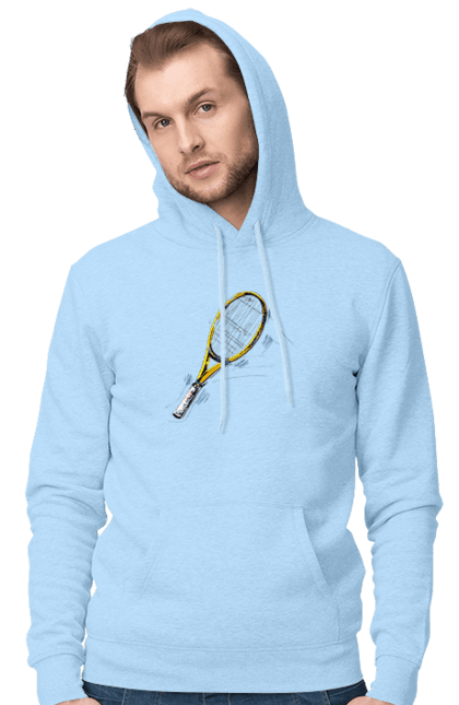 Чоловіче худі з принтом "Ракетка Великий теніс". Великий теніс, гравці, грунт, м`яч, призовий фонд, ракетка, спонсор, турнір на ґрунті, турнірна сітка. 2070702