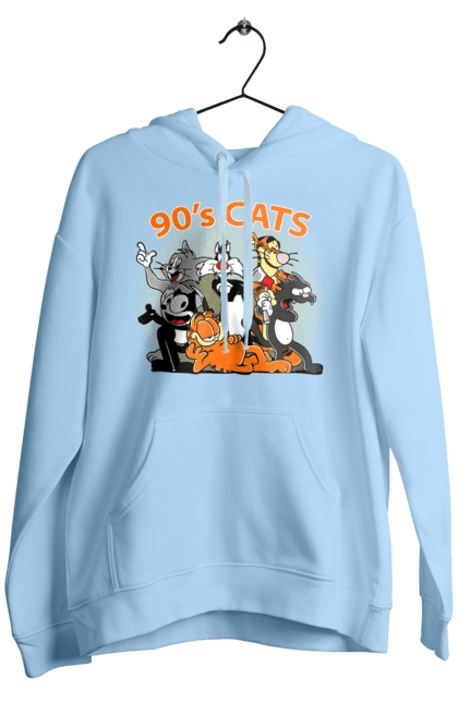 Men's hoodie with prints 90s Cats Cartoons. Animated series, cartoon, cat, cats, garfield, tom. 2070702