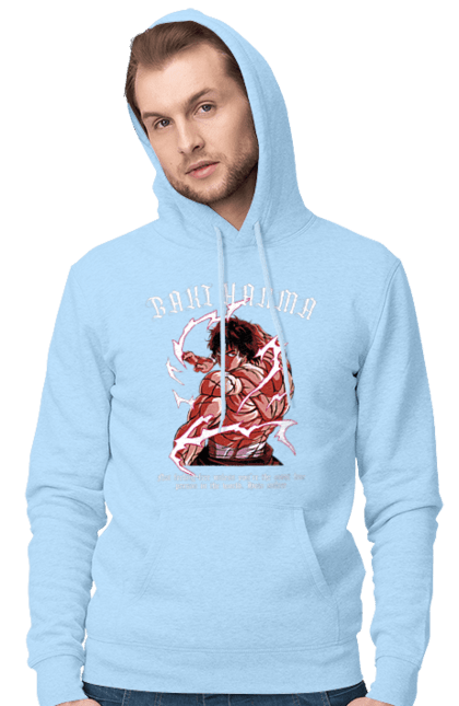 Men's hoodie with prints Hanma Baki. Anime, baki fighter, hanma baki, manga, martial arts, tv series. 2070702