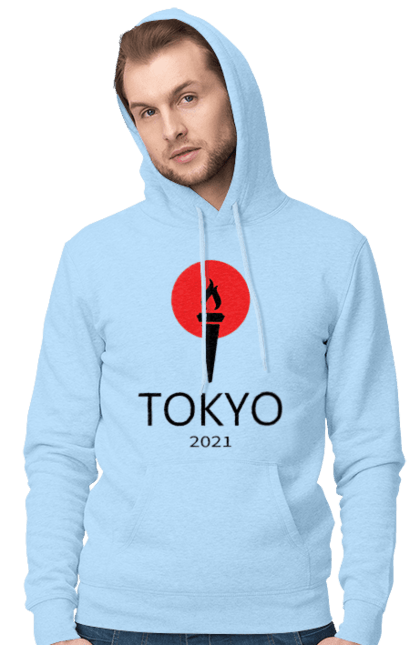 Чоловіче худі з принтом "Токіо 2021, Факел". Олімпійські ігри, токіо, факел. CustomPrint.market