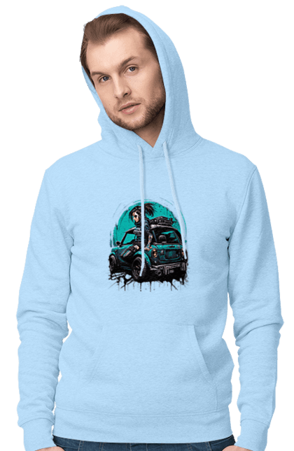 Чоловіче худі з принтом "Кіберпанк дівчина". Арт, графіка, дівчата, ігри, кіберпанк, малюнок. 2070702