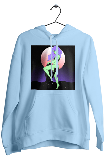 Чоловіче худі з принтом "Зелена Дівчина І Місяць". Інопланетянка, місяць. 2070702