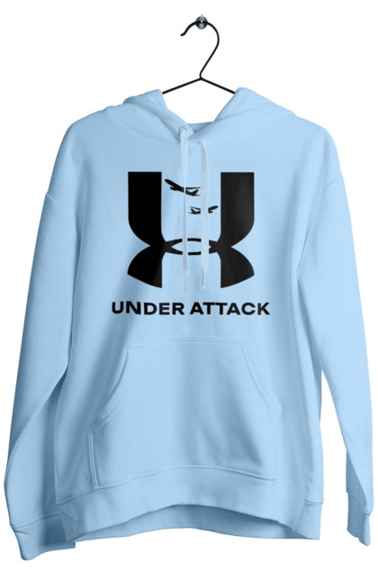 Чоловіче худі з принтом "Under Attack black". Андер армор, бренди, гумор, приколи, прикольні, ундер армор. 2070702