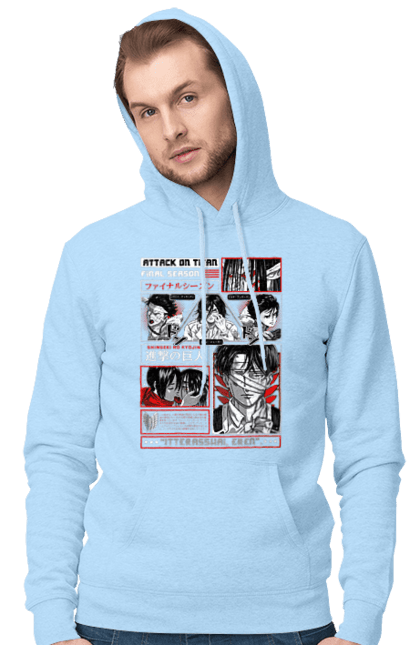 Men's hoodie with prints Attack on Titan. Action film, anime, attack on titan, dark fantasy, drama, eren, eren jaeger, manga, post-apocalyptic. 2070702