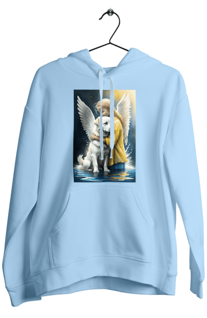 Чоловіче худі з принтом "Дівчинка та собака ангел [память загиблим тваринам]". Дівчинка та собака, крим, нова каховка, память загиблим тваринам, собака ангел, україна, херсон. 2070702