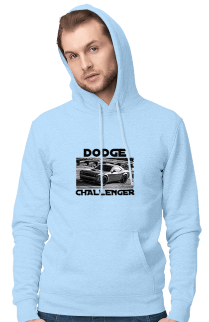 Men`s hoodie with prints Dodge challenger. An american legend, auto, car, classic car, cult car, dodge challenger, powerful car, zhmasl kar. 2070702