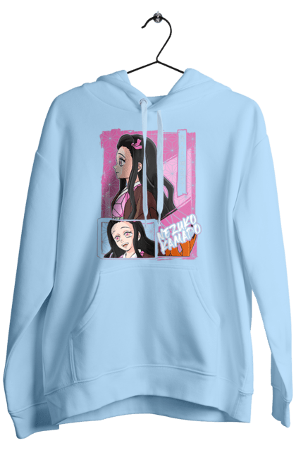 Men`s hoodie with prints Demon Slayer Nezuko. Anime, demon slayer, kimetsu no yaiba, manga, nezuko, serial. 2070702