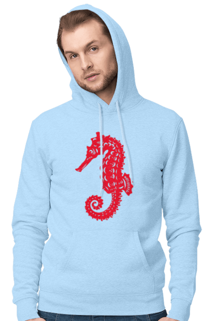 Чоловіче худі з принтом "Морський коник". Відпочинок, квіти, літні канікули, літо, море, морський коник, морські жителі. 2070702