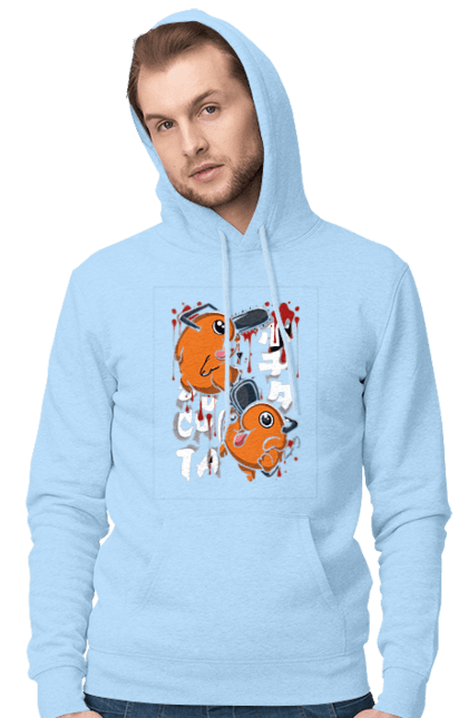 Men's hoodie with prints Chainsaw Man Pochita. Anime, chainsaw man, demon, manga, pochita, shonen. 2070702